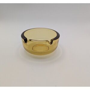 Vintage Round Amber Ashtray 2‎ Slots 50s 60s Mid-Century 3.75" Retro Cigarette